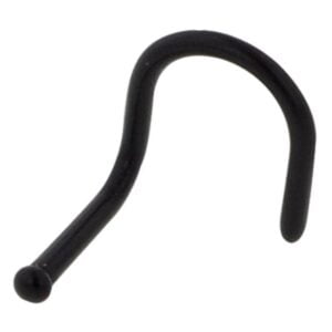 Bio flex Curved Nose Piercing Retainer With Flat Disc - Black