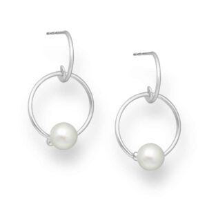 925 Sterling Silver Ball Push-Back Earrings with Freshwater Pearls
