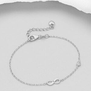 925 Sterling Silver Infinity Bracelet with CZ Diamonds