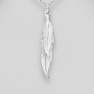 925 Sterling Silver Double Feather Hook Earrings and Pendant