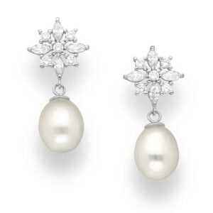 925 Sterling Silver Flower Earrings with Freshwater Pearls