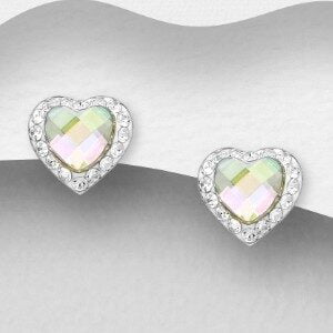925 Sterling Silver Heart Push-Back Earrings