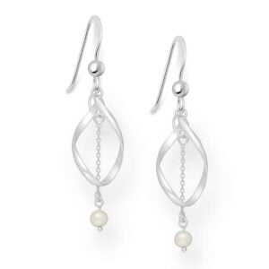 925 Sterling Silver Hook Earrings Beaded with Freshwater Pearls 