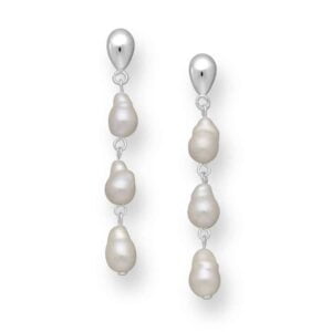 925 Sterling Silver Push-Back Earrings Beaded with Freshwater Pearls