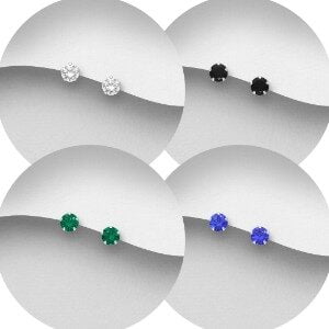925 Sterling Silver Push-Back CZ Diamond Earrings