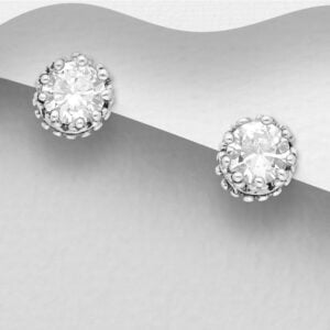 925 Sterling Silver Earrings with Clear Round CZ Diamonds