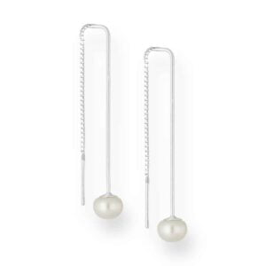 925 Sterling Silver Threaded Earrings with Freshwater Pearls