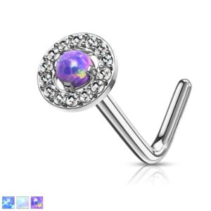 Surgical Steel L Bend Nose Stud - Opal