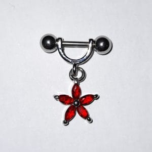 Helix Piercing Shield - Red Flower