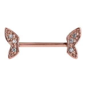 Rose Gold Crystal Jewelled Nipple Bar