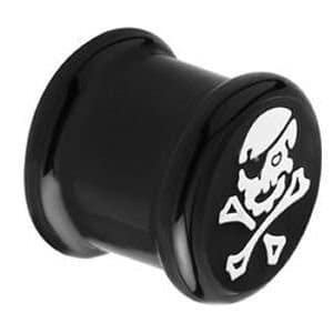 Acrylic & Silicone Flesh Plug - Skull & Crossbones