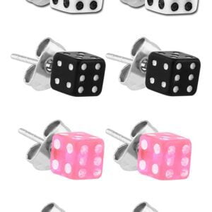 Acrylic Dice Ear Studs Set