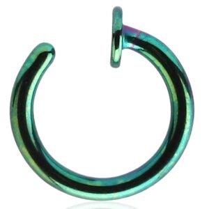 Anodised Steel Open Nose Ring - Green