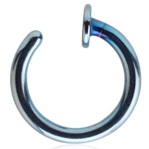 Anodised Steel Open Nose Ring - Light Blue