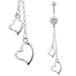 Belly Piercing Dangle (Clear Open Hearts)