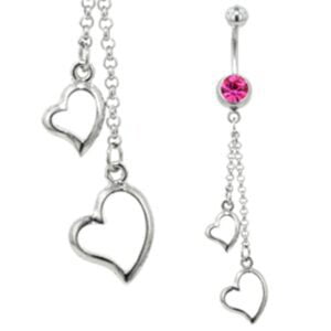 Belly Piercing Dangle (Pink Open Hearts)