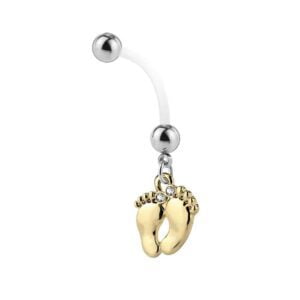 Bio-Flex Maternity Baby Feet Belly Bar - Gold