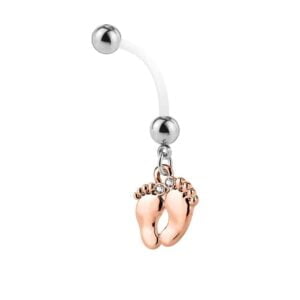 Bio-Flex Maternity Baby Feet Belly Bar - Rose Gold