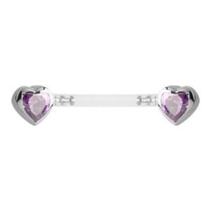 Bio-Flex Push Fit Jewelled Heart Nipple Barbell