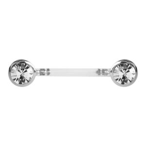 Bio-Flex Push Fit Round Jewelled Nipple Barbell - Crystal