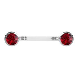 Bio-Flex Push Fit Round Jewelled Nipple Barbell - Red