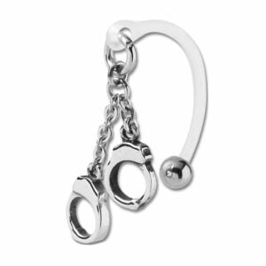 Bio-flex VCH Jewellery With Surgical Steel Handcuff Charms <span class="custom_location">10D06UK</span>