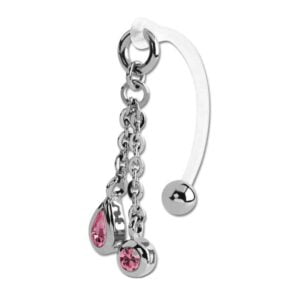 Bio-Flex VCH Jewellery With Surgical Steel Jewelled Chain - Pink