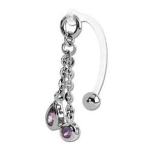 Bio-Flex VCH Jewellery With Surgical Steel Jewelled Chain - Purple