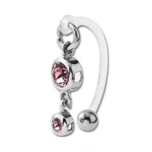Bio-Flex VCH Jewellery With Two Round Pink Jewelled Surgical Steel Charms
