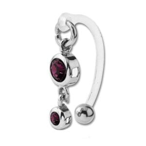 Bio-Flex VCH Jewellery With Two Round Purple Jewelled Surgical Steel Charms