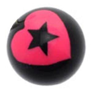 Black Acrylic Threaded Ball - Pink Heart