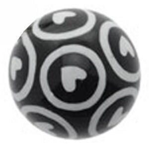 Black Acrylic Threaded Circle Hearts Ball
