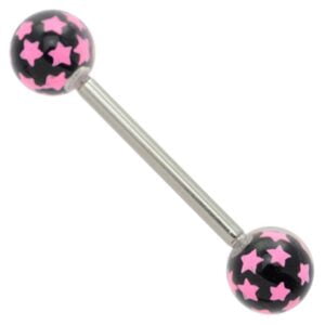 Black Ball Barbell - Pink Stars