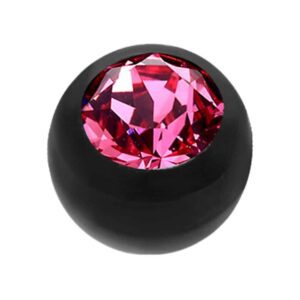 Black Bio-Flex Jewelled Push-Fit Ball - Pink