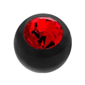 Black Bio-Flex Jewelled Push-Fit Ball - Red