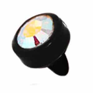 Black Bio-Flex Jewelled Push-Fit Disc - Crystal AB