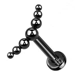 Black Implant Grade Titanium Labret with Curved 7 Ball Stud