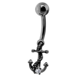 Black Rhodium Plated Silver Anchor Banana Bell