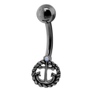 Black Rhodium Plated Silver Anchor Banana Bell