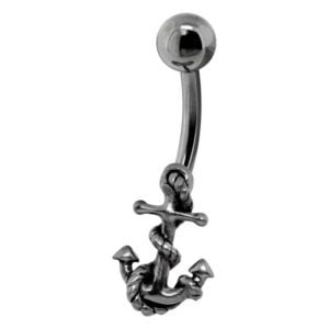 Black Rhodium Plated Silver Anchor Banana Bell