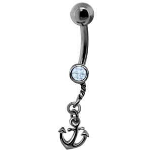 Black Rhodium Plated Silver Anchor Banana Bell