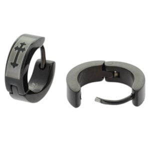 Black Stainless Steel Earrings - Gothic Cross