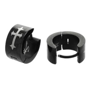 Black Stainless Steel Earrings - Medieval Cross