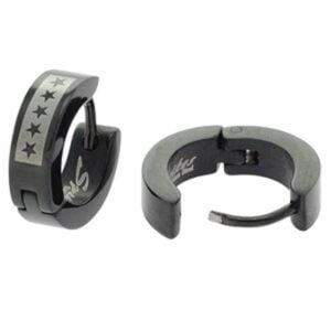 Black Stainless Steel Earrings - Star Print
