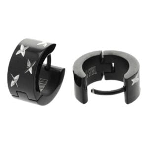 Black Stainless Steel Earrings - X Cuts