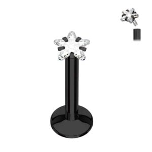 Black Star CZ Prong Internally Threaded Labret Stud