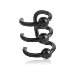 Black Steel Clip On Ear Cuff - 3 BCRs