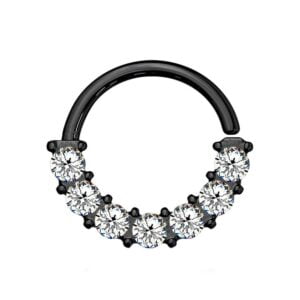 Black Surgical Steel Jewelled Bendable Ring - Clear
