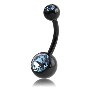Blackline Double Jewelled Navel Banana Bells - Light Blue <span class="custom_location">10C05UK</span>
