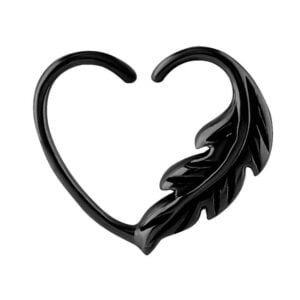 Blackline Open Heart Seamless Ring - Left Feather